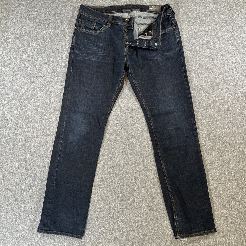 Buffalo David Bitton Evan-x Jeans Mens 33x32 Dark Wash Slim Stretch Button Fly